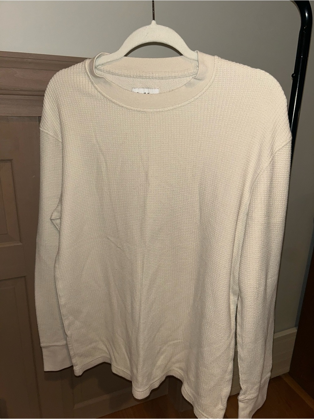 Goodfellow & Co Cream Waffle Knit Crewneck Long Sleeve shirt
